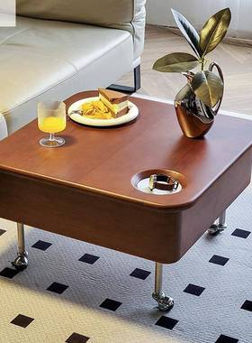 中古实木升降茶几客厅复古小户型家用移动折叠多功能客厅收纳茶几