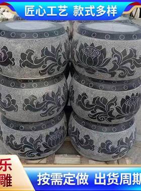 莲花石柱墩雕花工艺青石仿古柱顶石古建园林庭院做旧