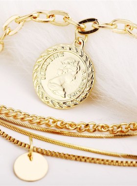 Fashion round choker necklace girl vintage clavicle chain