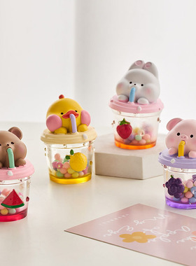 创意可爱治癒系动物小摆件儿童房办公室电脑桌面装饰品礼物送女生