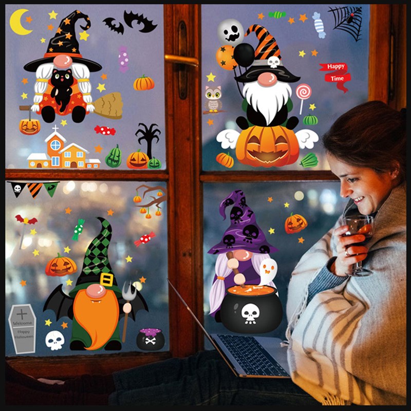 网红Halloween Gnome Window Clings Decals Decorations Window - 图1