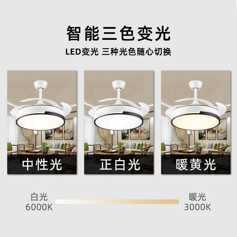 风扇灯隐形吊扇灯简约家用客厅餐厅卧室吸顶带电风扇吊灯一体变频,淘宝优惠券,粉丝福利购,淘宝优惠卷