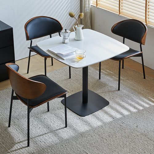 轻奢岩板洽谈桌椅组合正方形休闲打牌会客桌子家用餐桌阳台小方桌 - 图1