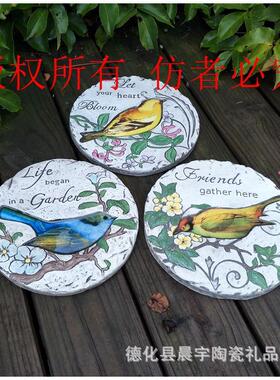 欧式手绘水泥板工艺品花园草坪踏脚石脚踏板垫脚石欢迎牌园艺