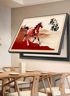 新中式马上发财电表箱装饰画