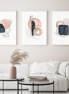 好货Boho Abstract Beige Pink Blue Geometric Canvas Paintings