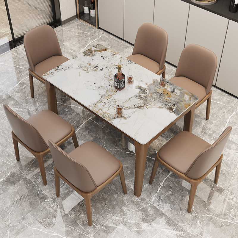 意式岩板餐桌椅组合现代简约家用全实木小户型轻奢长方形西餐桌,淘宝优惠券,粉丝福利购,淘宝优惠卷