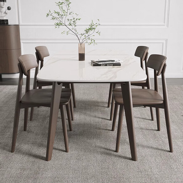 高端全托岩板餐桌椅组合2025年新款轻奢实木小户型家用长方形餐桌,淘宝优惠券,粉丝福利购,淘宝优惠卷