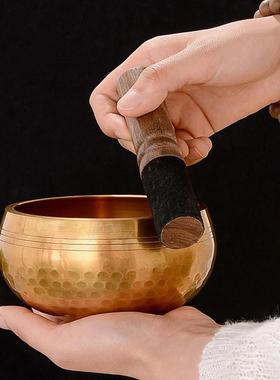 颂钵疗愈工具尼泊尔手工纯铜理疗瑜伽冥想梵音铜钵磬家居摆件全套