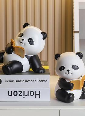 现代简约熊猫书挡摆件家居玄关书架客厅酒柜办公室轻奢装饰品礼物