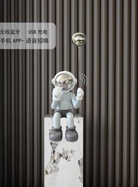 网红坐姿暴力熊拿气球太空人创意落地雕塑客厅电视柜太空人装饰品