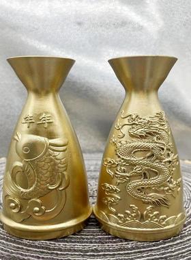 黄铜酒瓶创意迷你手把件酒壶摆件酒杯花瓶家居办公装饰工艺品