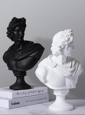 北欧风人像大卫雕塑摆件人物头像客厅样办公室树脂工艺品摆件