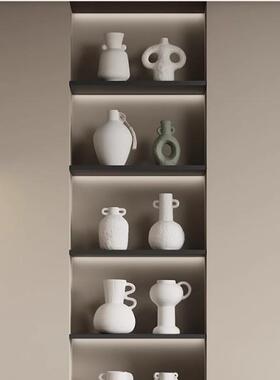侘寂风禅意书柜陈列家居装饰民宿壁龛中古复古陶瓷花瓶摆