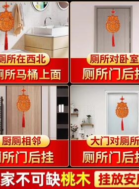 虎头桃木兽头八卦镜厕所卫生间挂件木雕厕所对大门卧室门阳台窗户