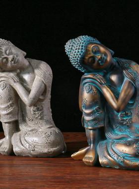 东南亚泰式睡佛树脂工艺品摆件禅意茶馆养生馆餐厅桌面装饰品