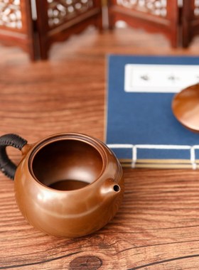 速发紫铜西施壶手工文创手把铜壶随身把玩件男大红袍品茗礼品