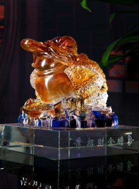 非遗古法琉璃招财金蟾摆件工艺品办公室桌面客厅酒柜装饰开业礼品