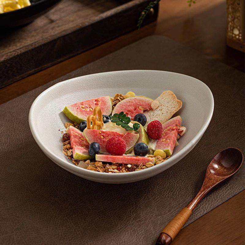 水果沙拉碗盘家用盘子深盘创意不规则凉菜盘陶瓷餐盘白色汤碗汤盘,淘宝优惠券,粉丝福利购,淘宝优惠卷