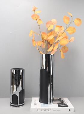 真现代简约几何金属干花仿瓶花花摆件客厅餐厅卧酒店家居装1264饰