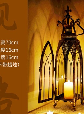 复古铁艺风灯烛台灯户外庭院民宿花园阳台布置落地摆件园艺装饰品