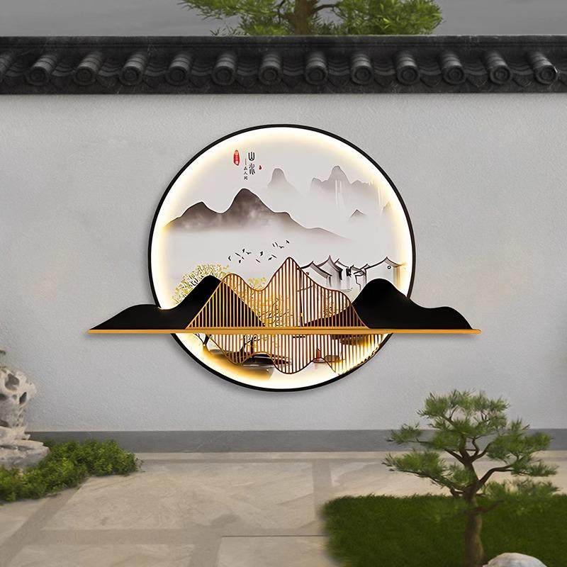 太阳能户外壁灯防水新中式别墅庭院灯造景林园景观装饰山水壁画灯,淘宝优惠券,粉丝福利购,淘宝优惠卷