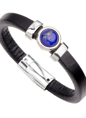 琦诺饰品新款欧美流行饰品手环 牛皮绿松石黑玛瑙合金手錬