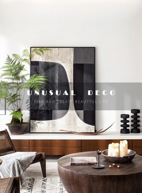 新中式现代黑色碳化木质烛台酒店餐厅摆件样板房售楼处软装饰品