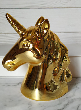 独角兽摆件北欧陶瓷存钱罐创意桌面装饰品粉色少女心小礼物伴手礼