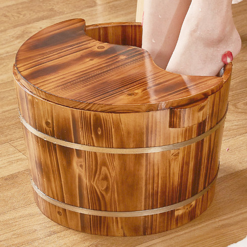 泡脚桶木质家用洗脚足浴盆木制桶木盆泡脚足疗保温实木洗脚桶木桶 - 图2