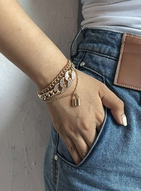 极速Jewelry Fashion Hip Hop Thick Chain Set Jewelry Punk Ret