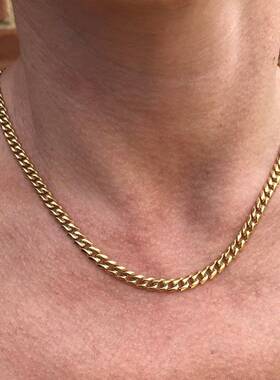 极速Fashion New mm Cuban Chain Necklace Men Gold Color Stain