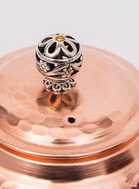 侧把锤纹壶复古铜壶铜茶壶紫铜壶加厚烧水壶泡茶壶1000毫升