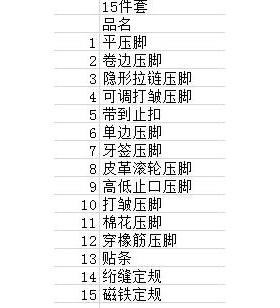 工业全钢压脚15件套装卷边橡筋压脚等