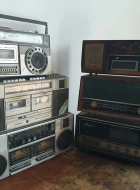 老式黑白电视机老物件收音机民俗老一辈怀旧民宿装饰摆Z件影视道