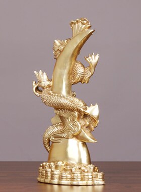 速发纯铜生肖龙摆件盘龙五爪龙日月同辉大权在握月亮龙铜龙装饰品