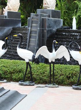 户外仿真动物仙鹤雕塑花园水池装饰小品园林景观玻璃钢丹顶鹤摆件