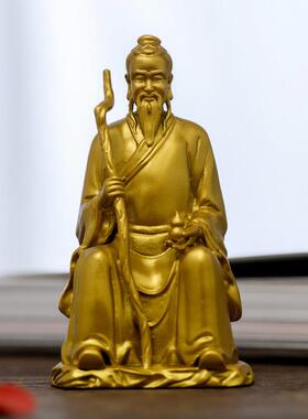 金色药王孙思邈铜像药王神像桌面小摆件雕像茶空间书房禅意装饰品