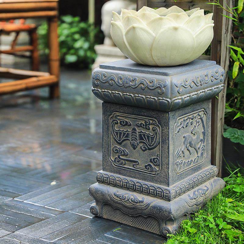 陋石坊石墩花盆底座庭院摆件造景布置花园装饰仿石雕中式仿古柱墩,淘宝优惠券,粉丝福利购,淘宝优惠卷
