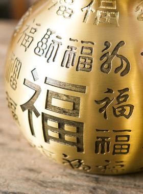 纯铜百福葫芦家居摆件挂件招财福禄开口盖空心客厅玄关办公室装饰