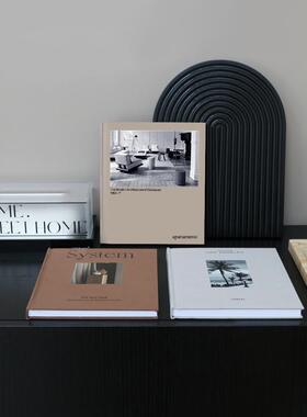 彩色猎IGB人精装装饰书侧英文布内页人造书籍装品柜隔板架饰安排