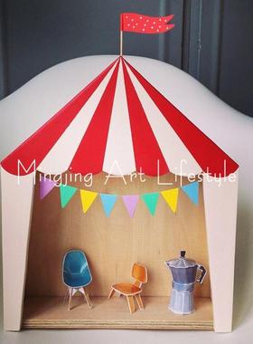 ins北欧小木屋置物架摆件马戏团小房子收纳盒摆件儿童房装饰 多色