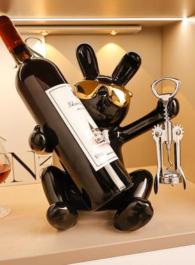 贝汉美兔子红酒架酒柜装饰品摆件轻奢高档客厅餐柜玄关酒托 托摆
