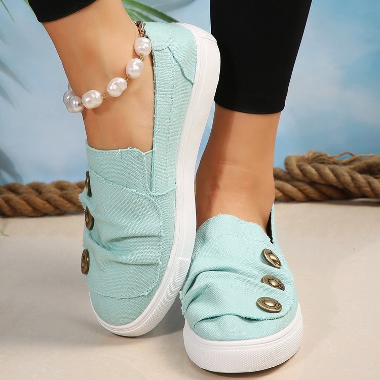 Plus-size denim sneakers for women女鞋平底大码牛仔帆布鞋单鞋-图2