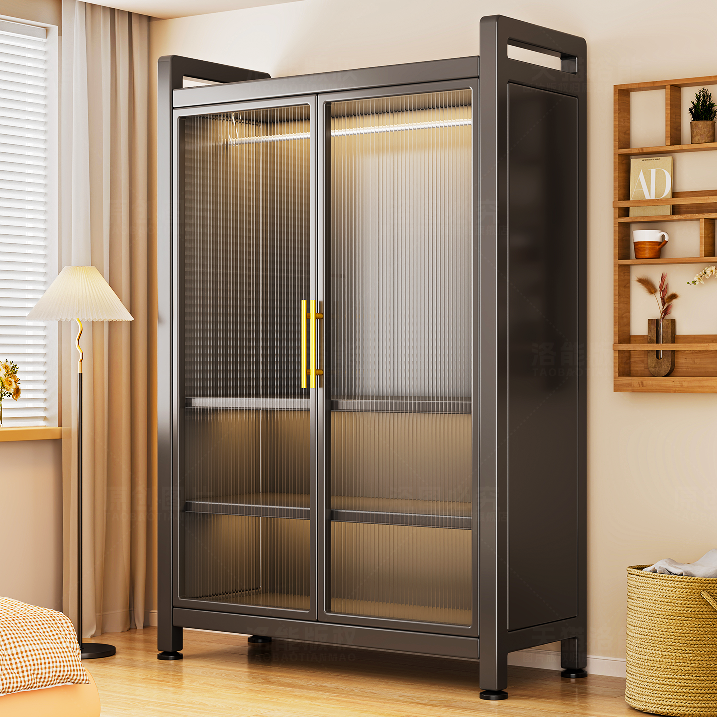 金属衣柜2025新爆款家用卧室出租房用简易组装货架靠墙一体收纳柜,淘宝优惠券,粉丝福利购,淘宝优惠卷