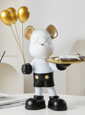 暴力熊摆件入户玄关钥匙收纳托盘进门口鞋柜置物架客厅家居装饰品