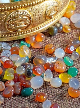 天然七宝石五彩玛瑙水晶绿度母装藏用品修曼茶罗曼扎盘聚宝盆包邮