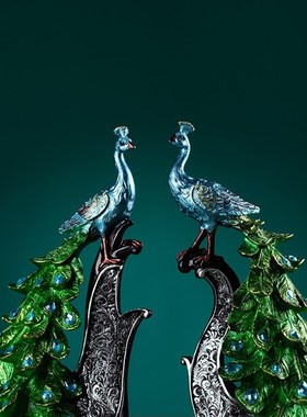 欧式玄关创意复古手工工艺礼品摆饰孔雀电视柜摆件现代家居酒柜装