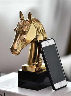 欧式轻奢铜马摆件 办公室酒柜室内装饰品玄关酒柜马到成功摆设