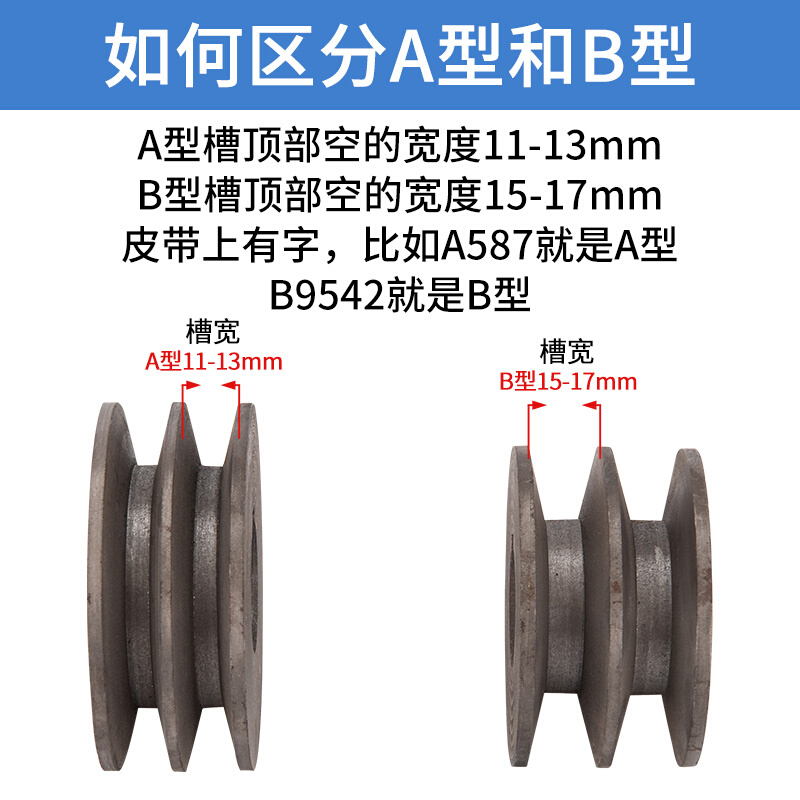 A型B型三角皮带轮 电机皮带盘单槽双槽 铸铁马达传动轮150-180mm